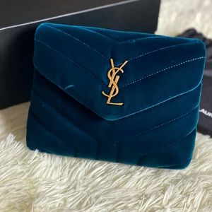 YSL Mini Loulou Toy Quilted Velvet Crossbody Bag in Dark Ottanio